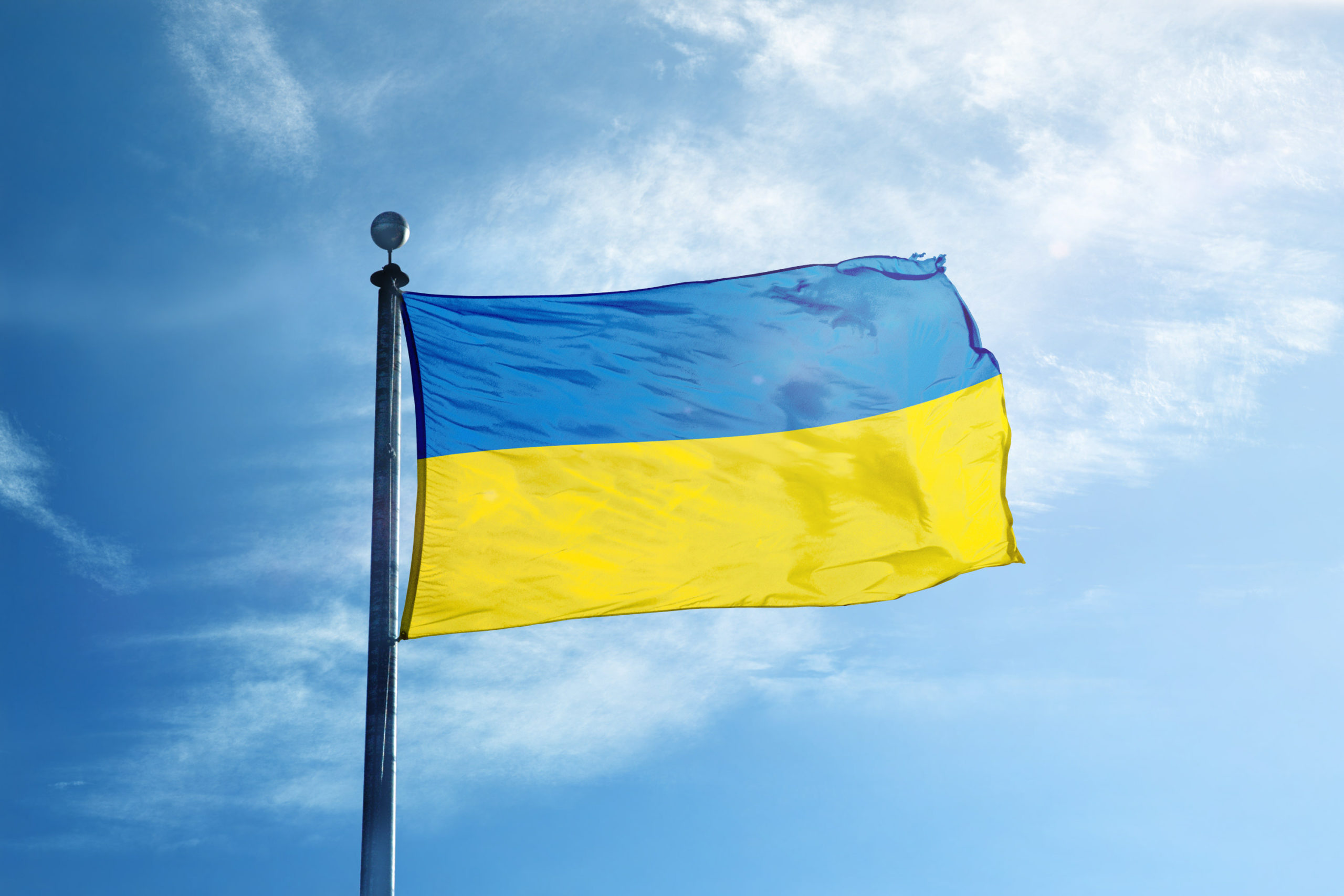 Ukrainan lippu mastossa.